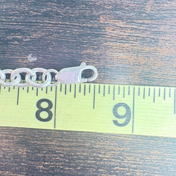 VTG Sterling Silver 925 Heart Tag Round Link Chain Bracelet Size 8.5" Length - Picture 6 of 9
